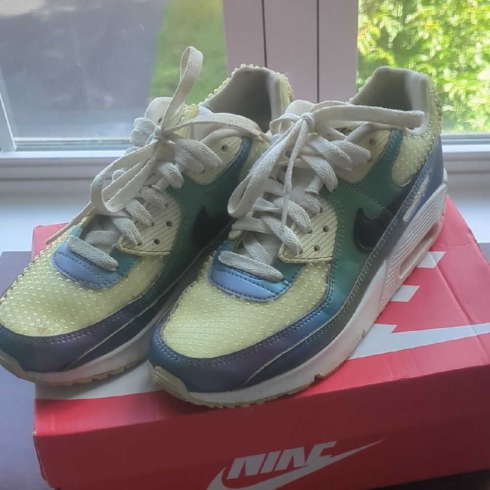 Nike Air Max Sneakers in Green, Blue, and Cream